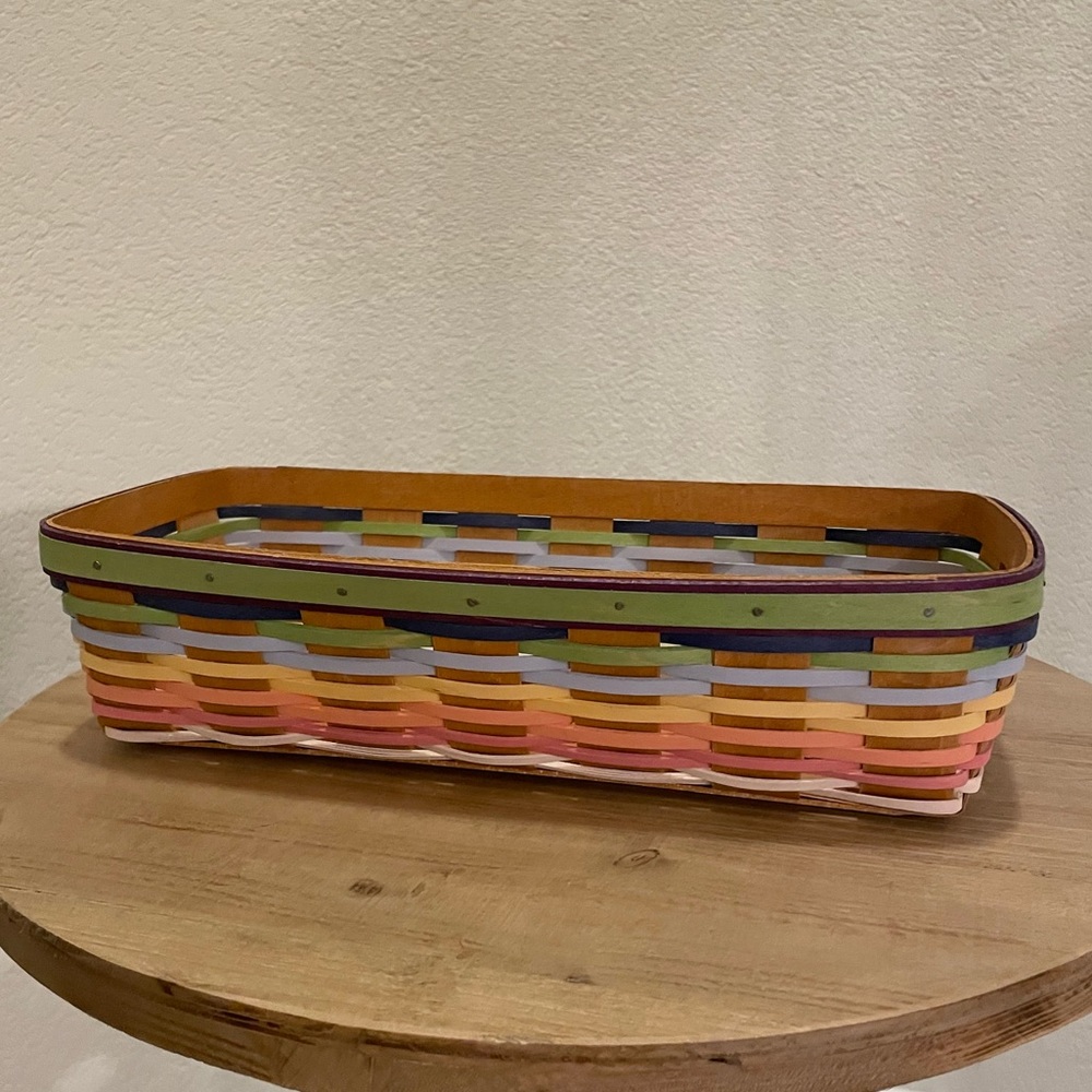 RARE! Longaberger Rainbow Stripe Summertime Bread Basket